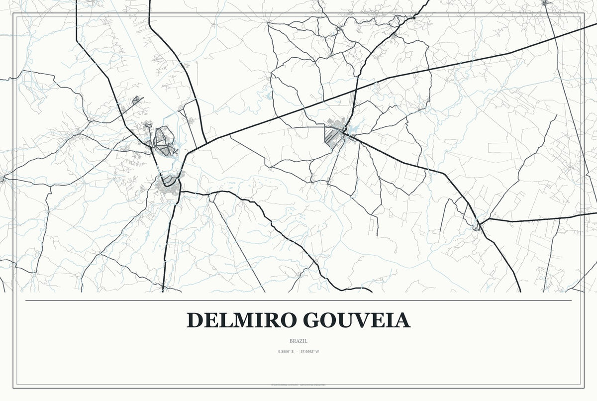 Delmiro Gouveia, Brazil City Map Aluminum Sign in Gallery Air style