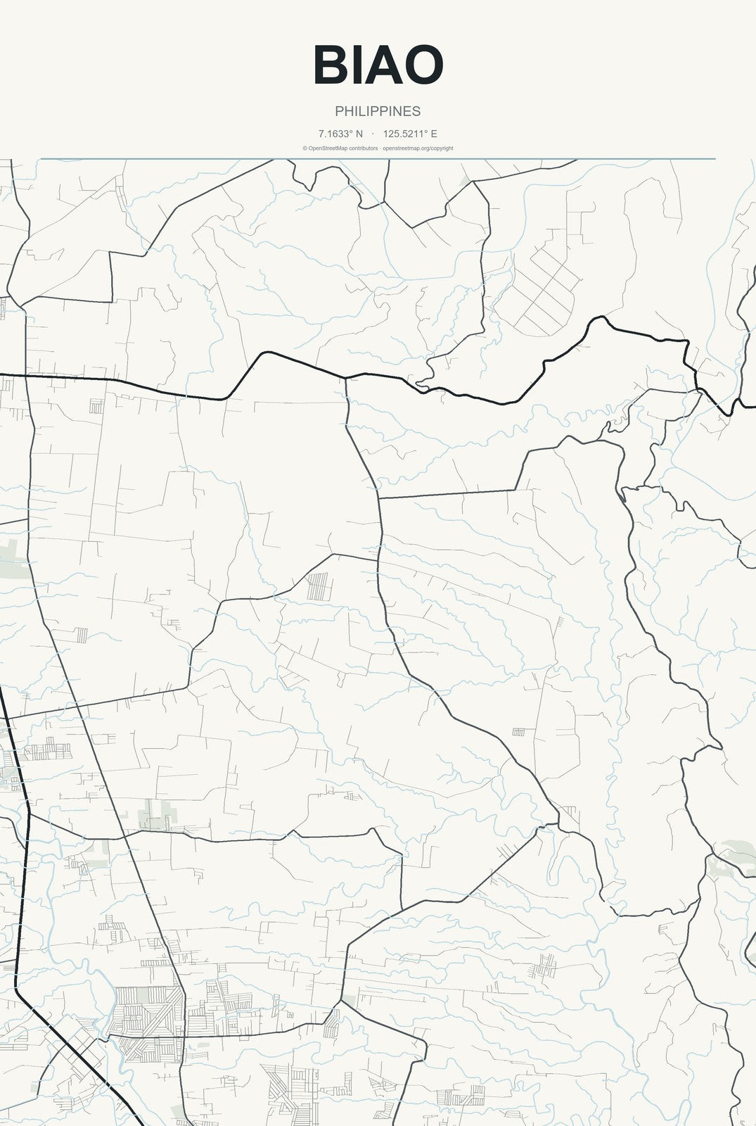 Biao, Philippines City Map Aluminum Sign in Headline Atlas style