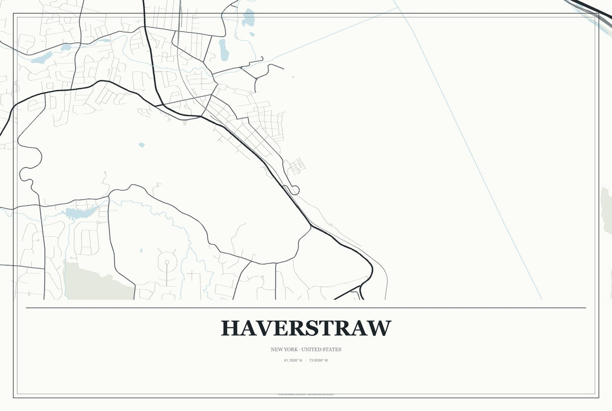 Haverstraw, New York City Map Aluminum Sign in Gallery Air style