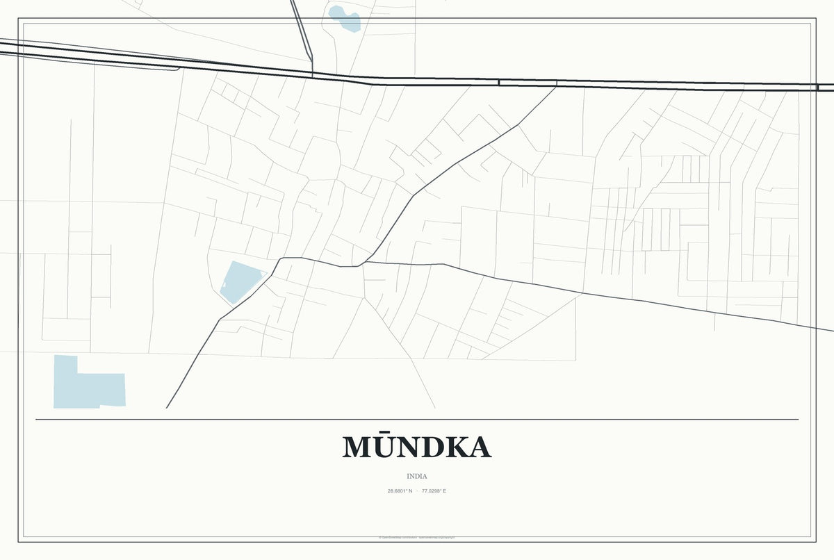 Mūndka, India City Map Aluminum Sign in Gallery Air style