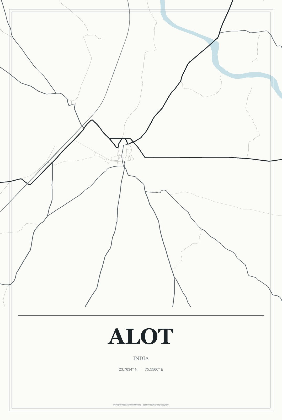 Alot, India City Map Aluminum Sign in Gallery Air style