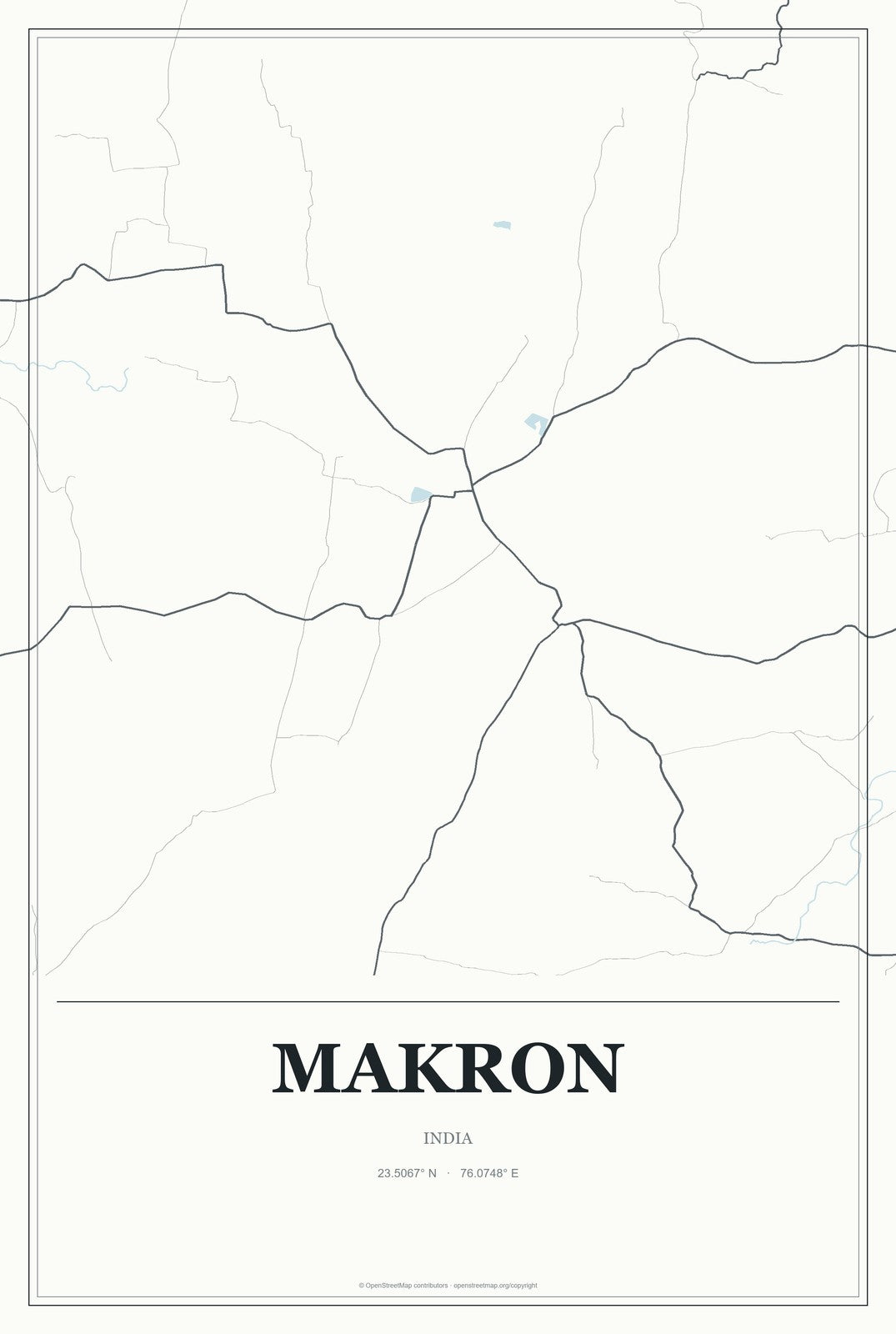 Makron, India City Map Aluminum Sign in Gallery Air style