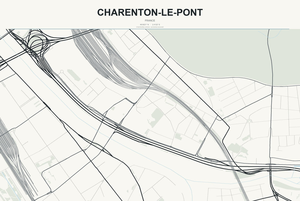 Charenton-le-Pont, France City Map Aluminum Sign in Headline Atlas style