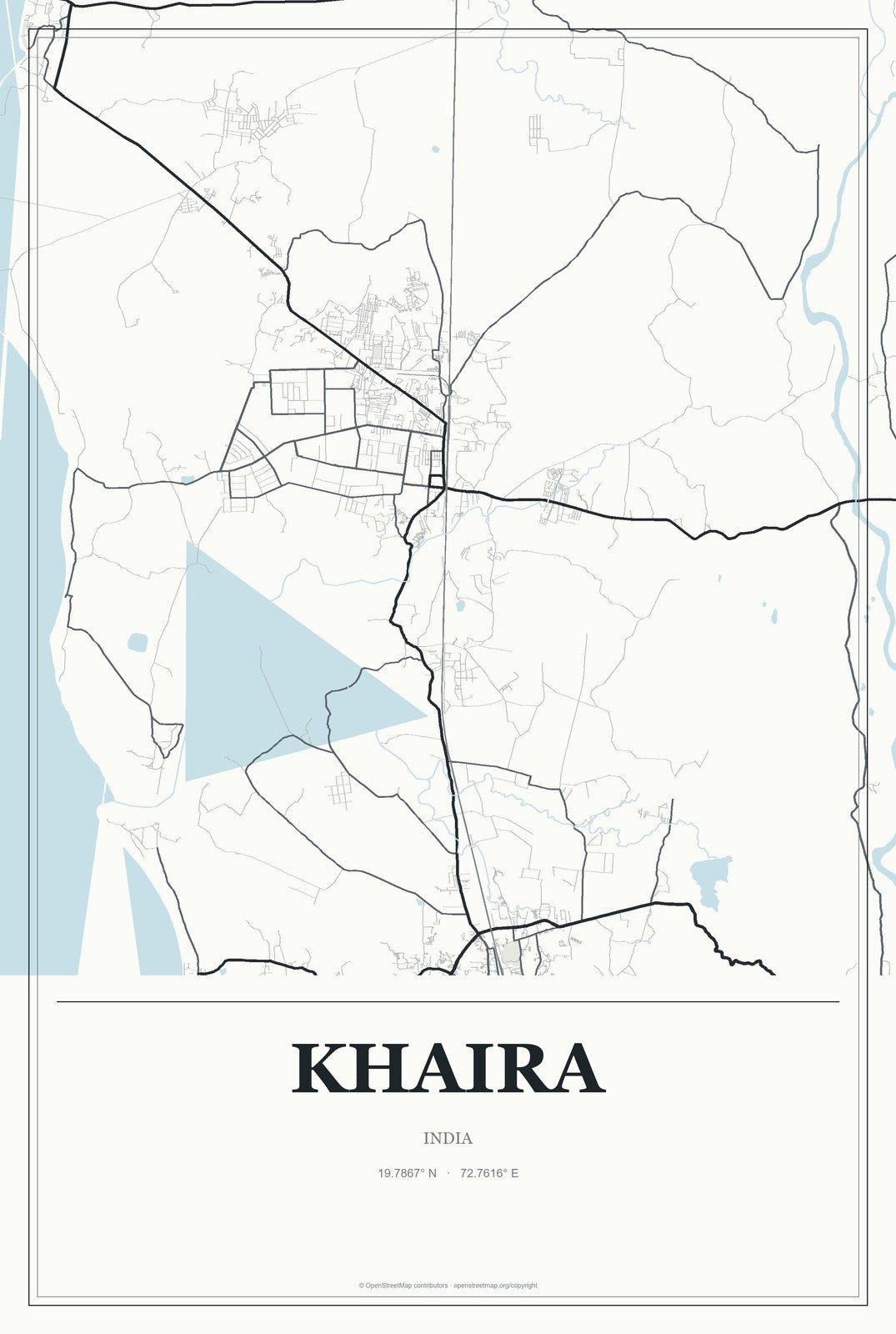 Khaira, India City Map Aluminum Sign in Gallery Air style