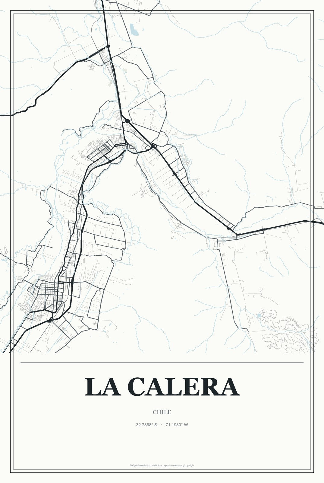 La Calera, Chile City Map Aluminum Sign in Gallery Air style