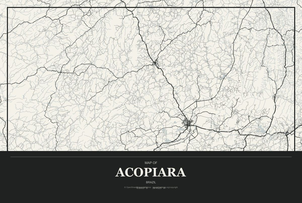Acopiara, Brazil City Map Aluminum Sign in Museum Plaque style