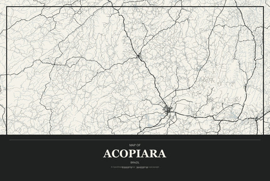 Acopiara, Brazil City Map Aluminum Sign in Museum Plaque style