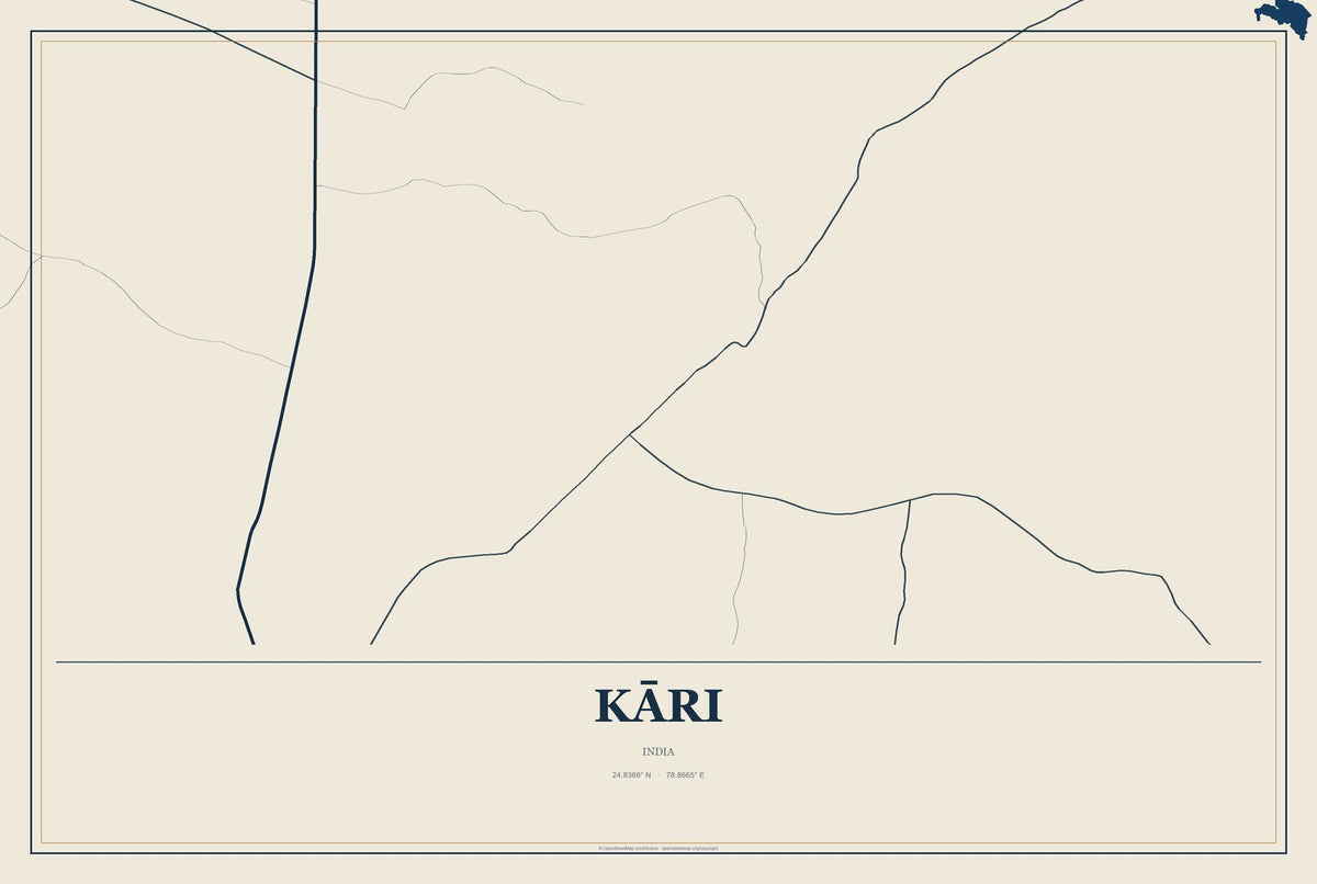 Kāri, India City Map Aluminum Sign in Coastal Cutout style