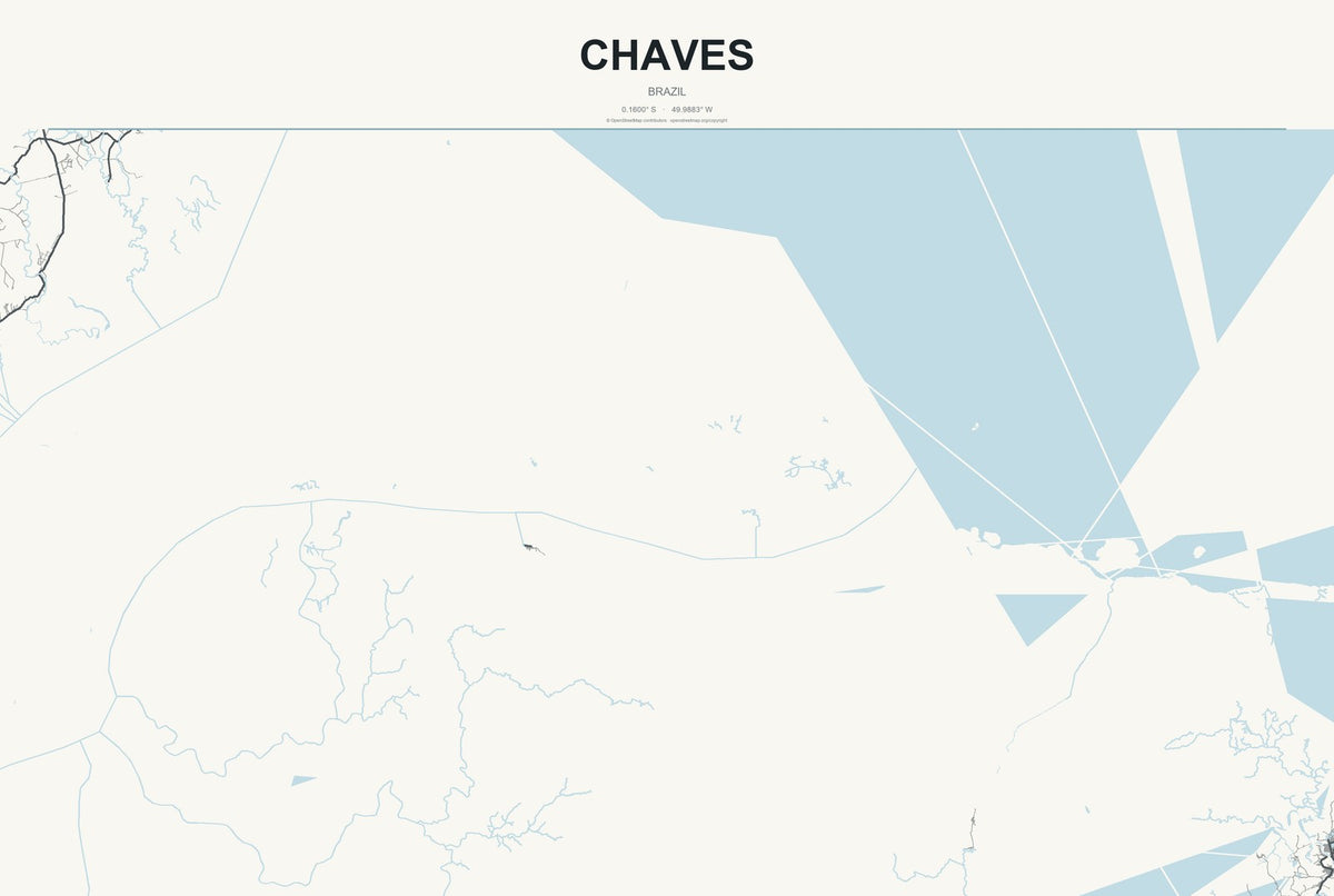 Chaves, Brazil City Map Aluminum Sign in Headline Atlas style