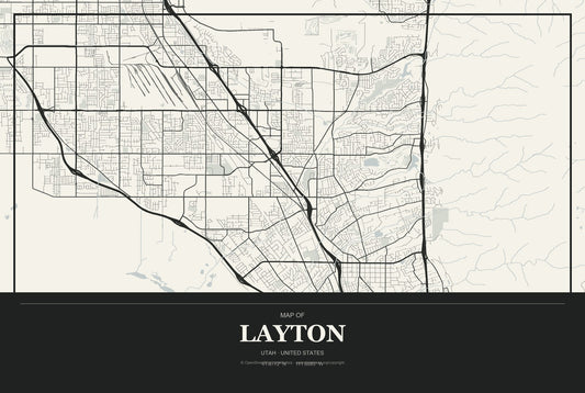 Layton, Utah City Map Aluminum Sign in Museum Plaque style