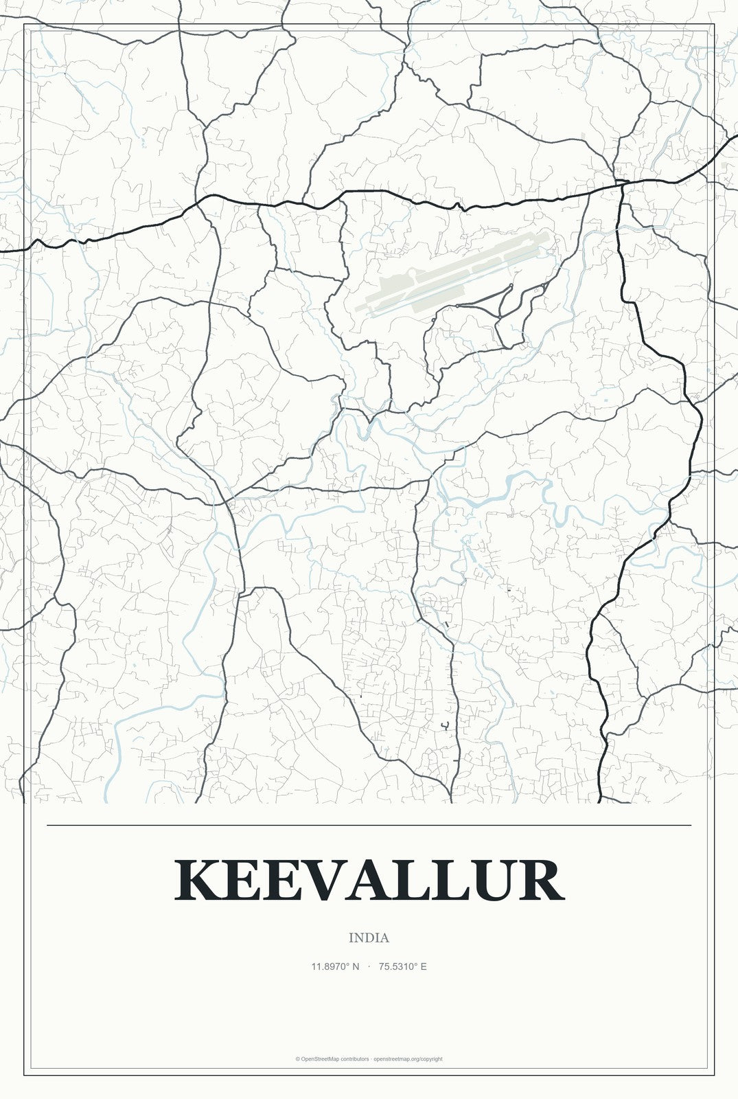 Keevallur, India City Map Aluminum Sign in Gallery Air style