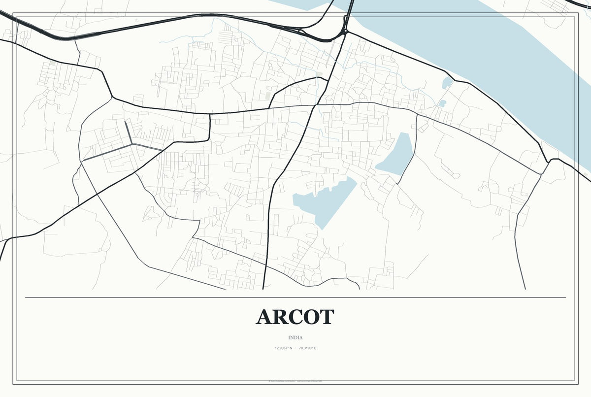 Arcot, India City Map Aluminum Sign in Gallery Air style