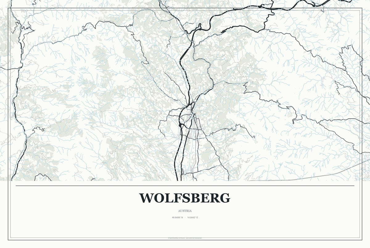 Wolfsberg, Austria City Map Aluminum Sign in Gallery Air style