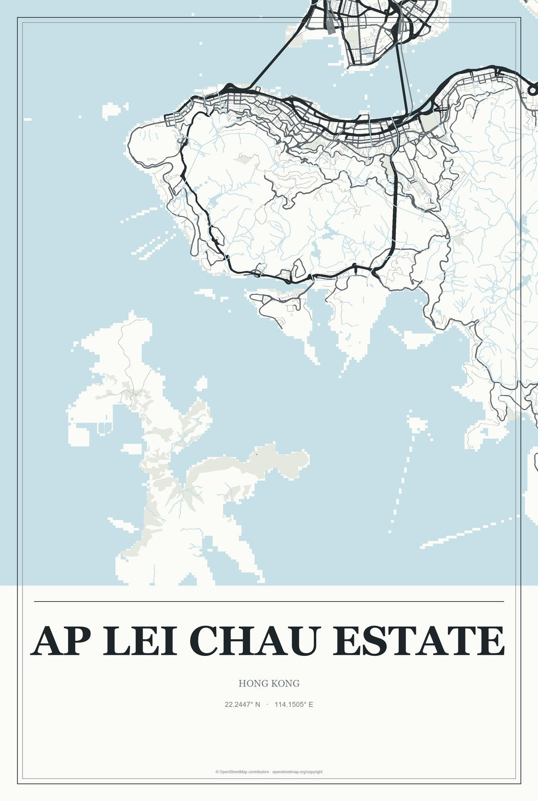 Ap Lei Chau Estate, Hong Kong City Map Aluminum Sign in Gallery Air style