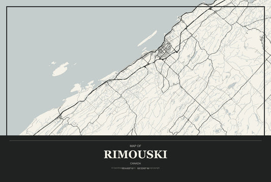 Rimouski, Canada City Map Aluminum Sign in Museum Plaque style