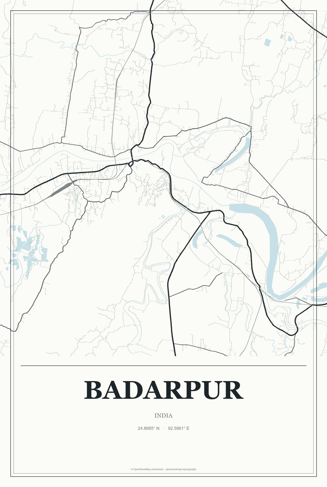 Badarpur, India City Map Aluminum Sign in Gallery Air style