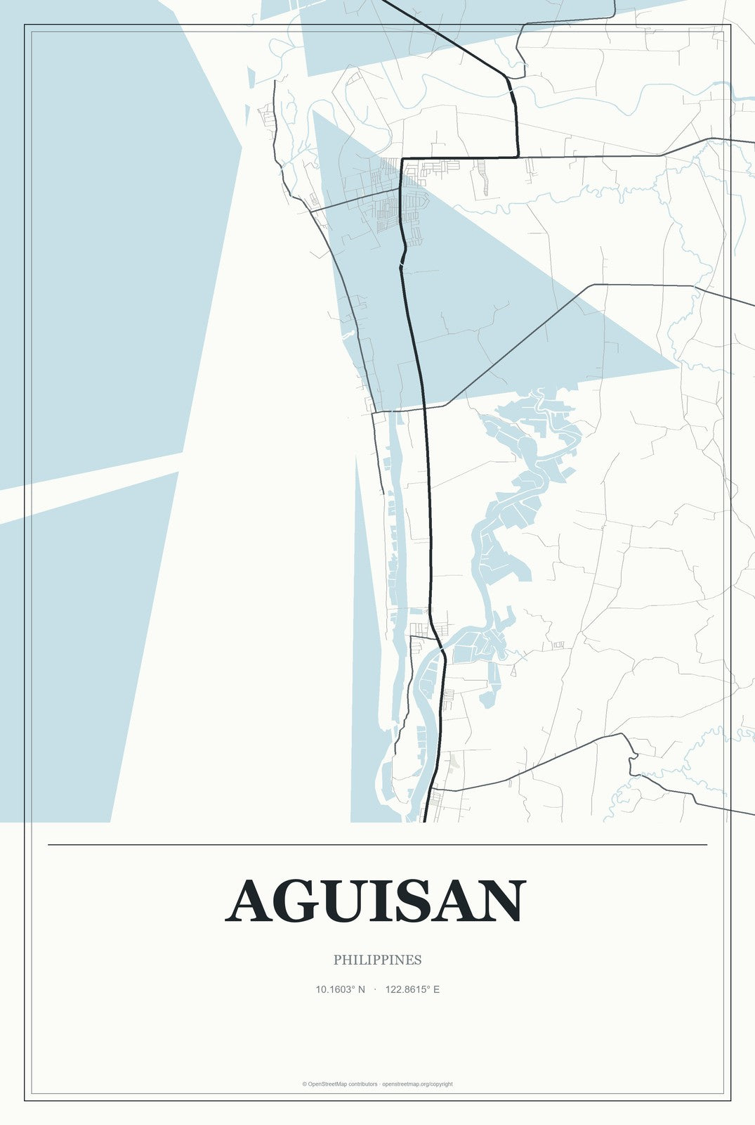 Aguisan, Philippines City Map Aluminum Sign in Gallery Air style