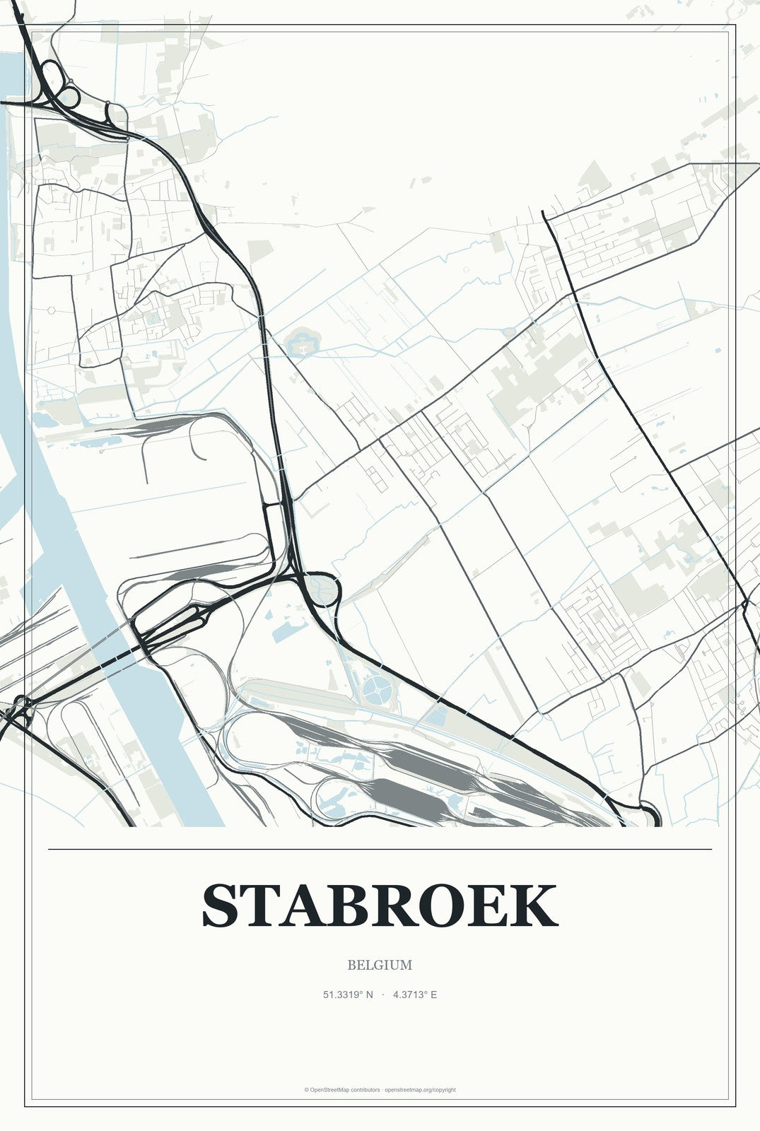 Stabroek, Belgium City Map Aluminum Sign in Gallery Air style