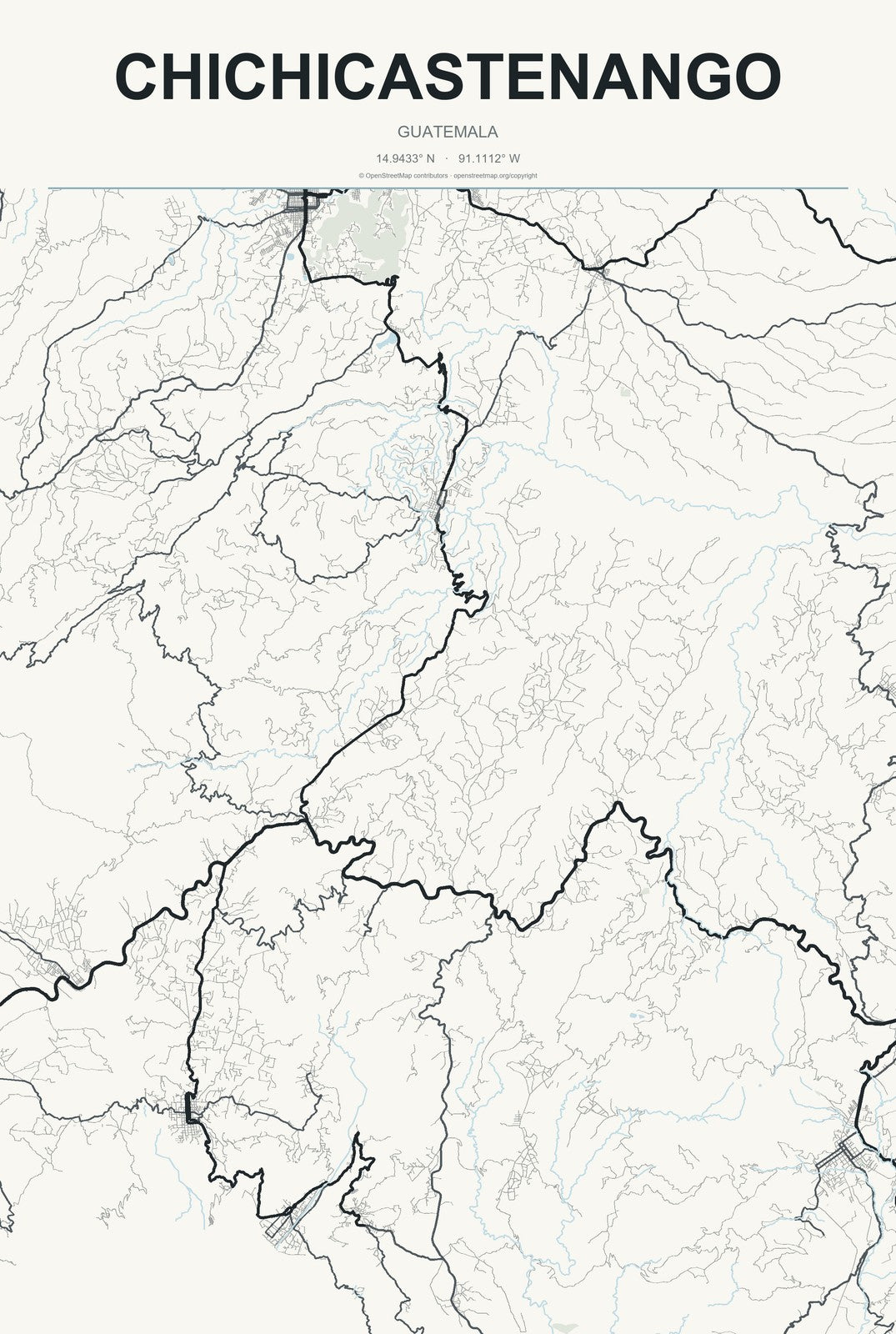 Chichicastenango, Guatemala City Map Aluminum Sign in Headline Atlas style