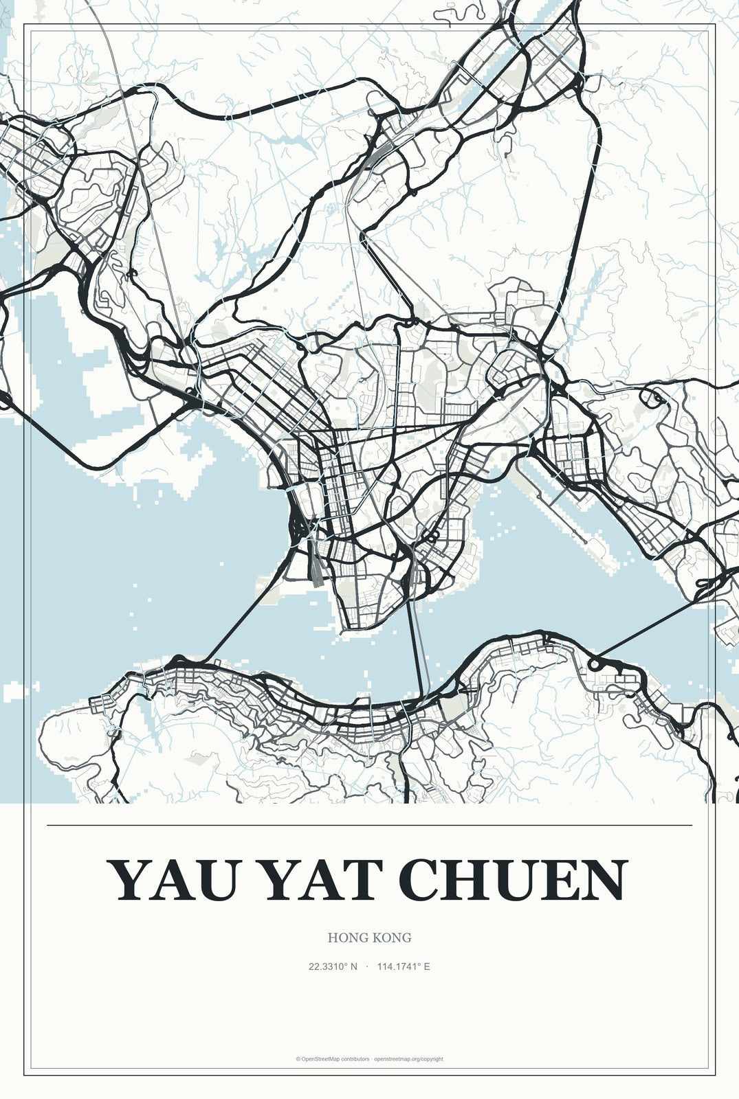 Yau Yat Chuen, Hong Kong City Map Aluminum Sign in Gallery Air style