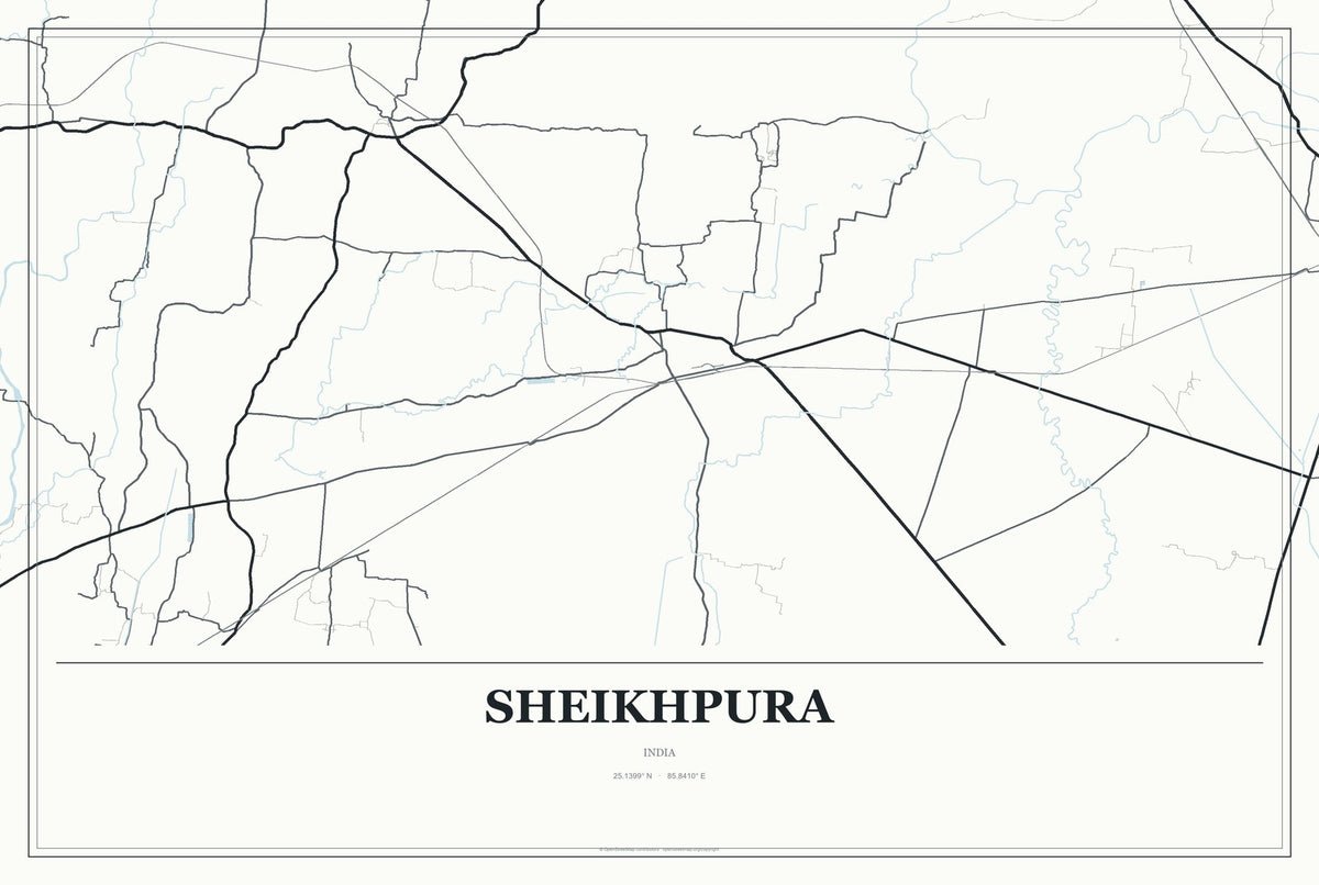 Sheikhpura, India City Map Aluminum Sign in Gallery Air style