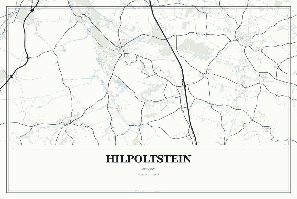 Hilpoltstein, Germany City Map Aluminum Sign in Gallery Air style