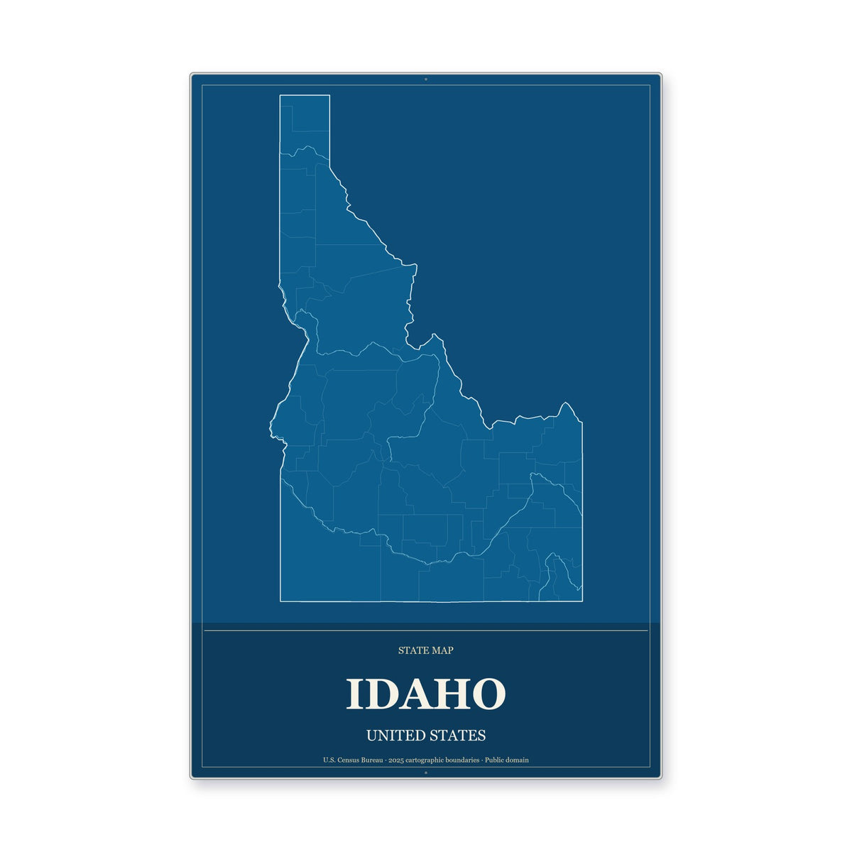 Idaho state map aluminum sign in Harbor Cobalt style