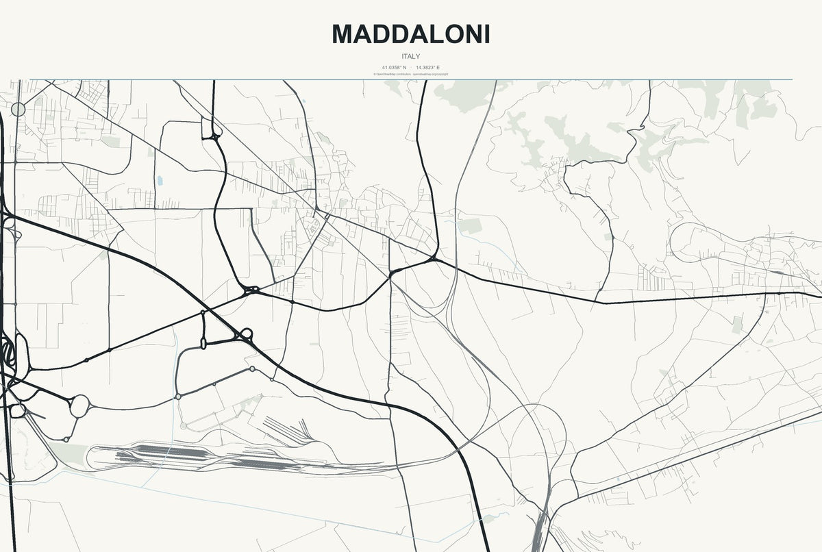Maddaloni, Italy City Map Aluminum Sign in Headline Atlas style