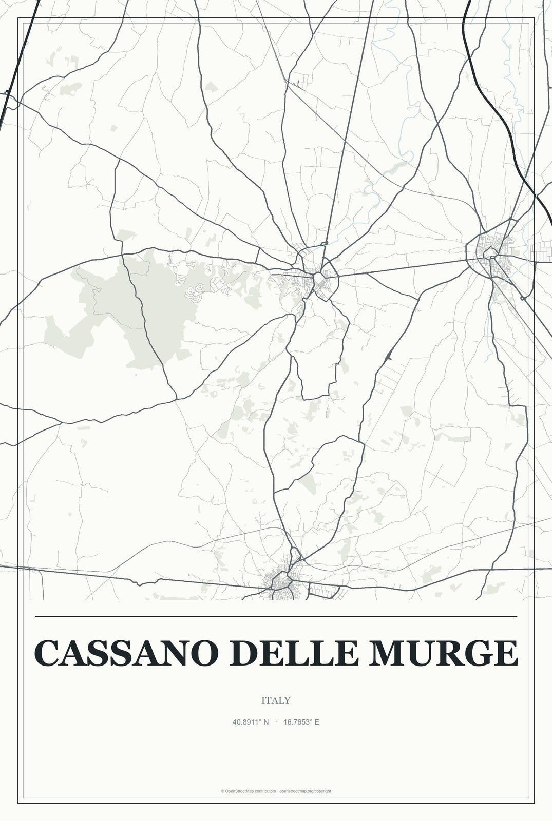Cassano delle Murge, Italy City Map Aluminum Sign in Gallery Air style