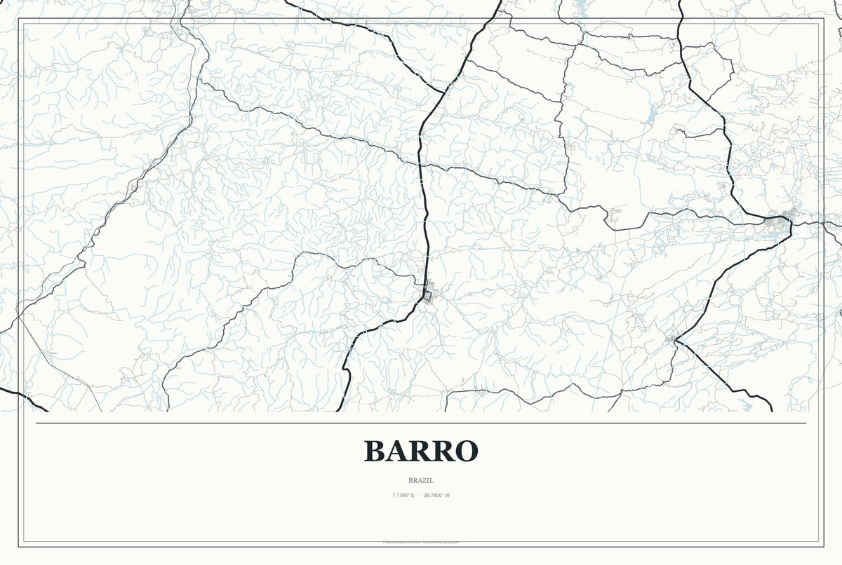 Barro, Brazil City Map Aluminum Sign in Gallery Air style