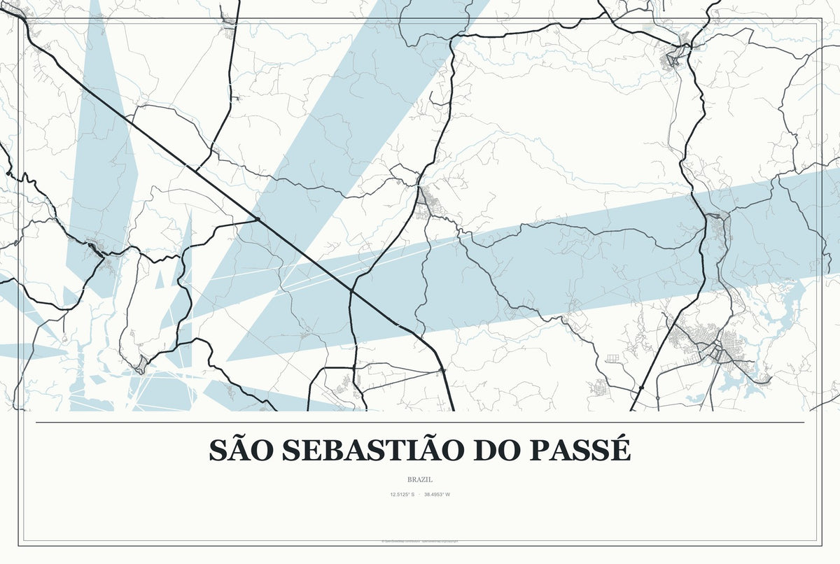São Sebastião do Passé, Brazil City Map Aluminum Sign in Gallery Air style