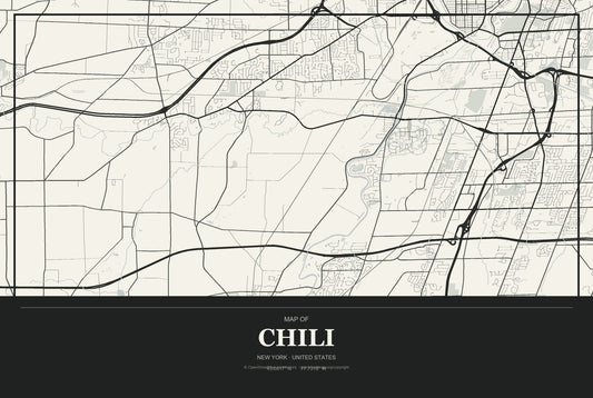 Chili, New York City Map Aluminum Sign in Museum Plaque style