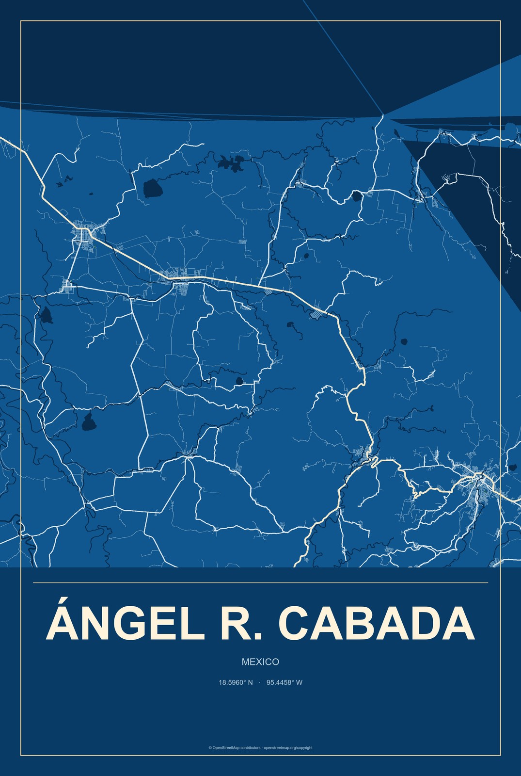 Ángel R. Cabada, Mexico City Map Aluminum Sign in Harbor Cobalt style