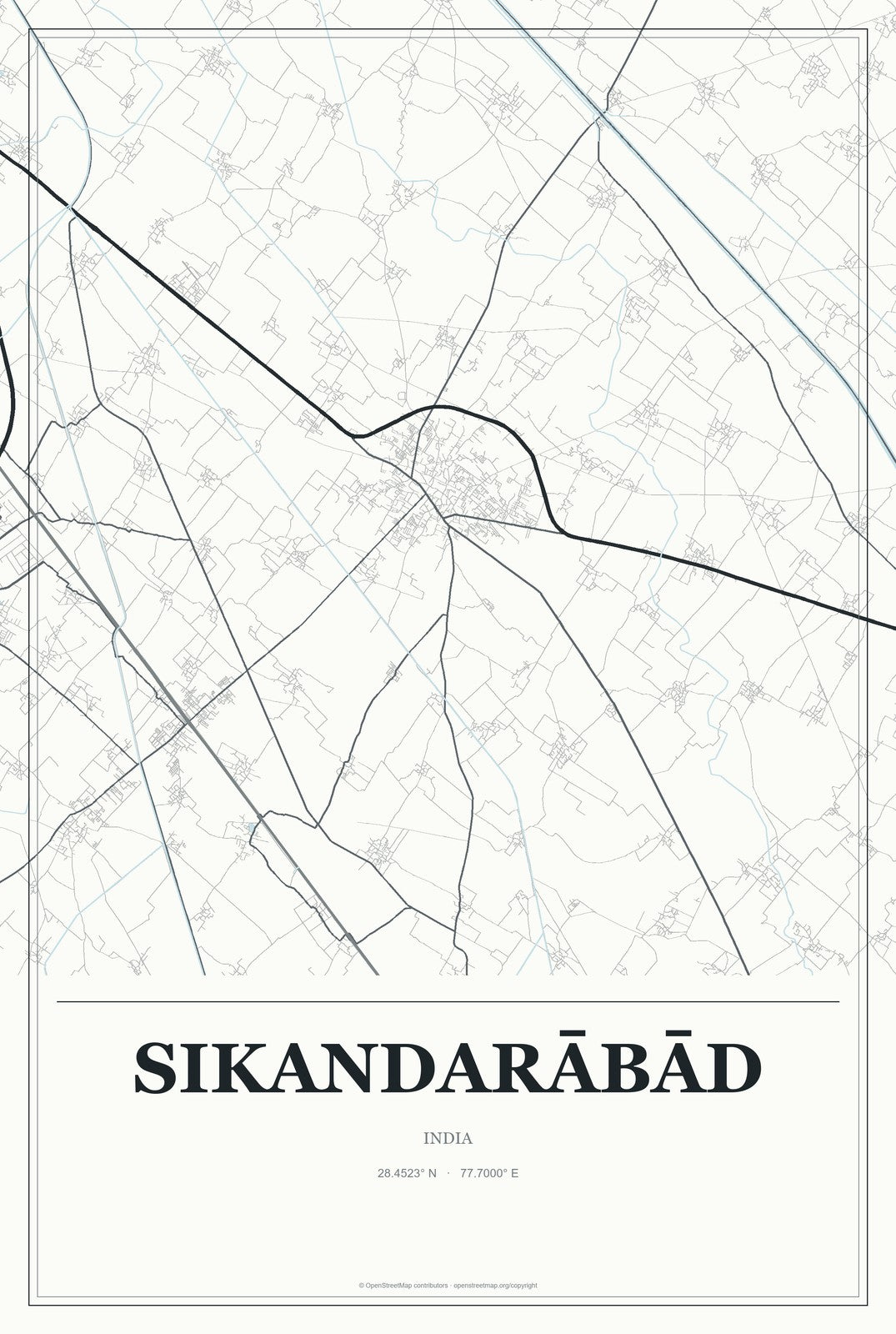 Sikandarābād, India City Map Aluminum Sign in Gallery Air style
