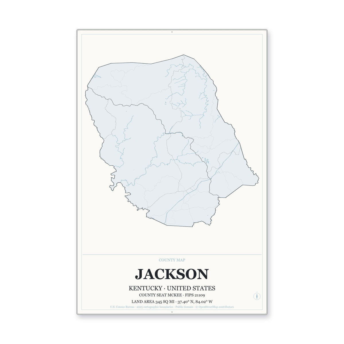Jackson County, Kentucky Map Aluminum Sign in Gallery Air style