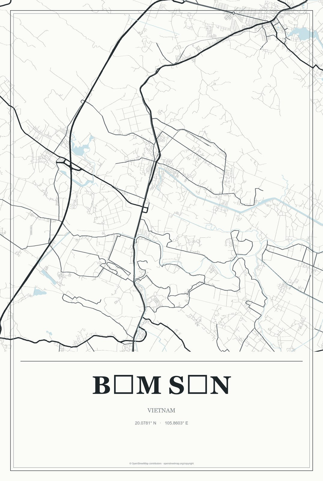 Bỉm Sơn, Vietnam City Map Aluminum Sign in Gallery Air style