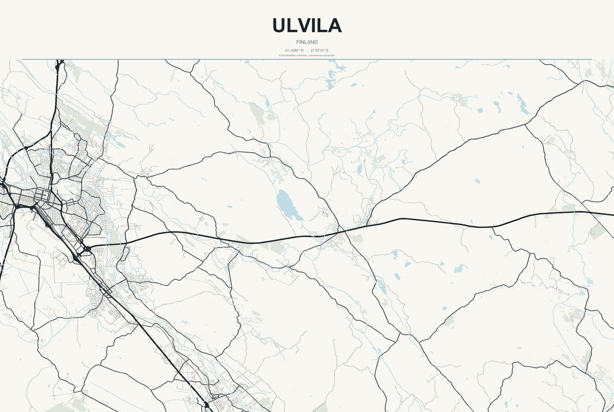 Ulvila, Finland City Map Aluminum Sign in Headline Atlas style