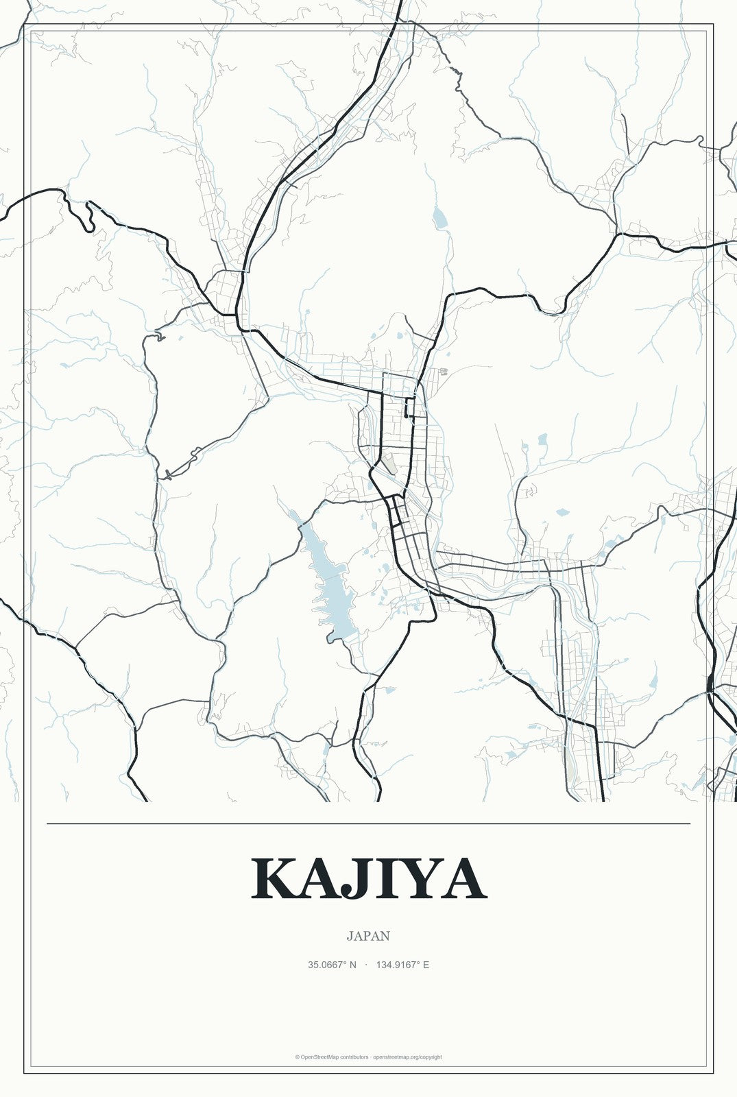Kajiya, Japan City Map Aluminum Sign in Gallery Air style