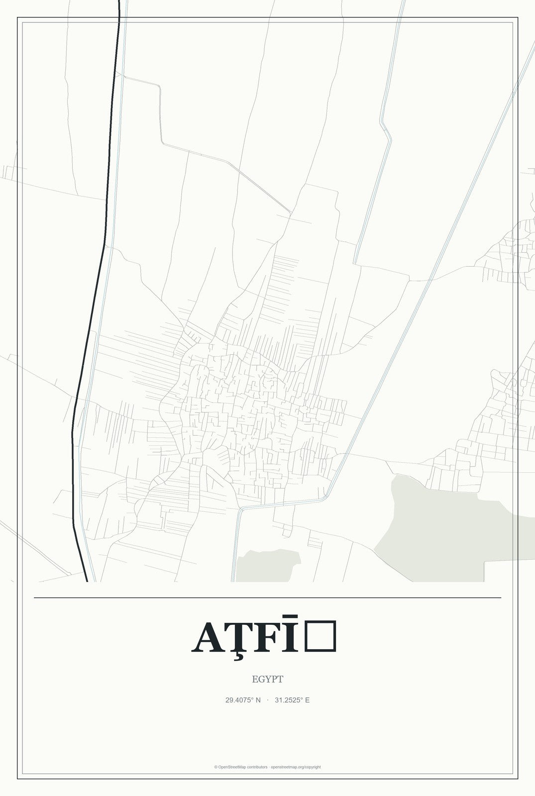 Aţfīḩ, Egypt City Map Aluminum Sign in Gallery Air style