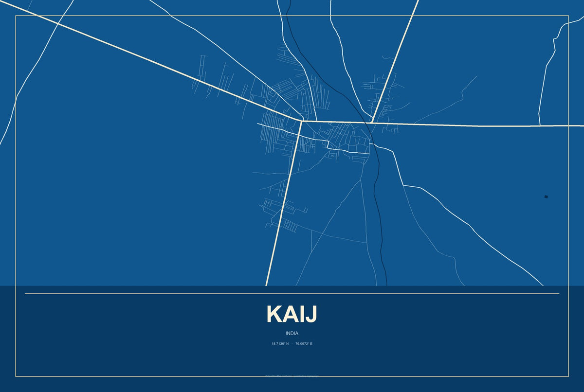 Kaij, India City Map Aluminum Sign in Harbor Cobalt style