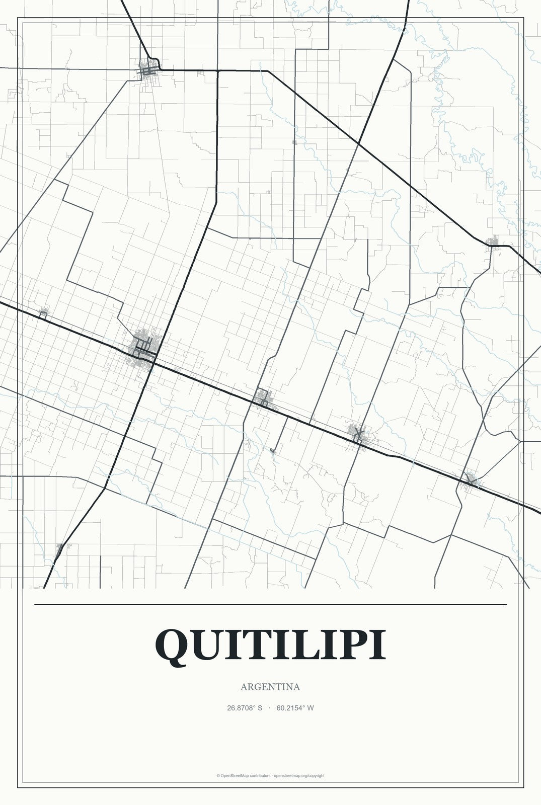 Quitilipi, Argentina City Map Aluminum Sign in Gallery Air style