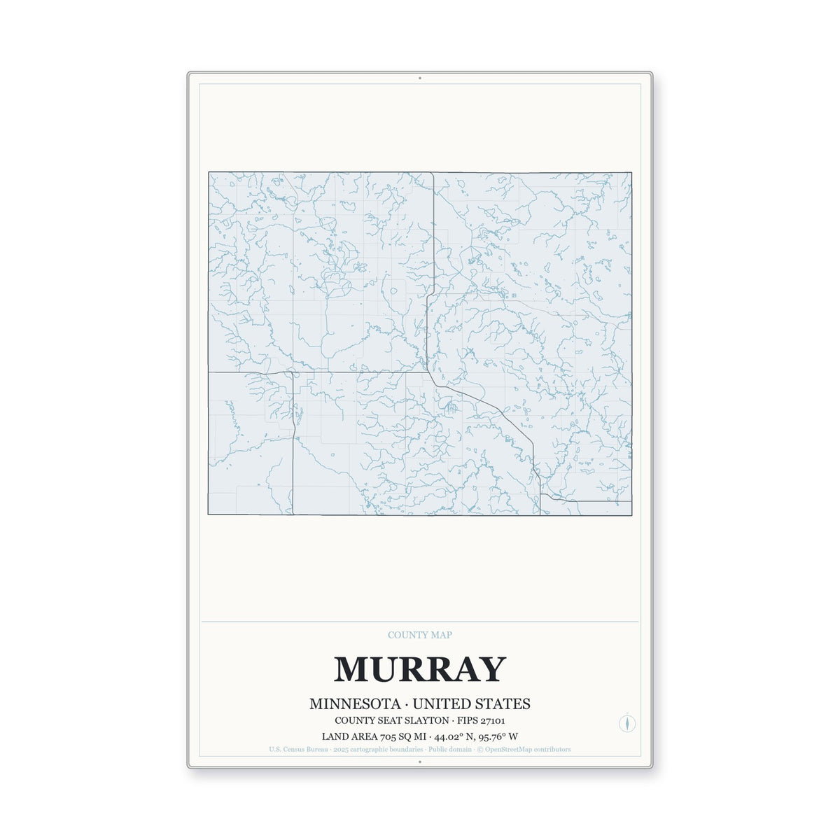 Murray County, Minnesota Map Aluminum Sign in Gallery Air style