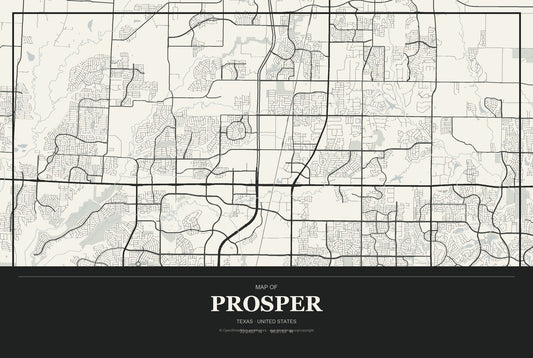 Prosper, Texas City Map Aluminum Sign in Museum Plaque style