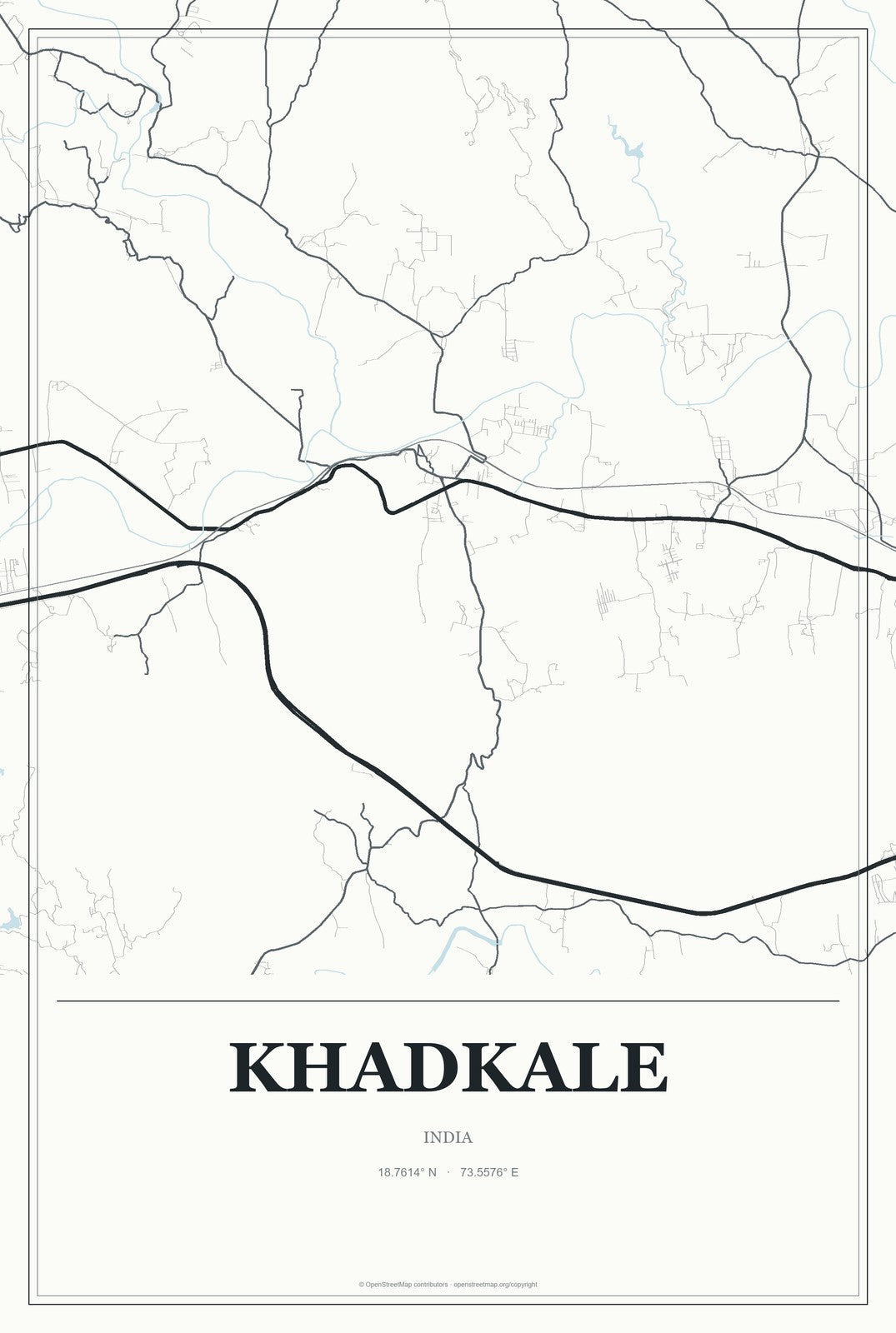 Khadkale, India City Map Aluminum Sign in Gallery Air style