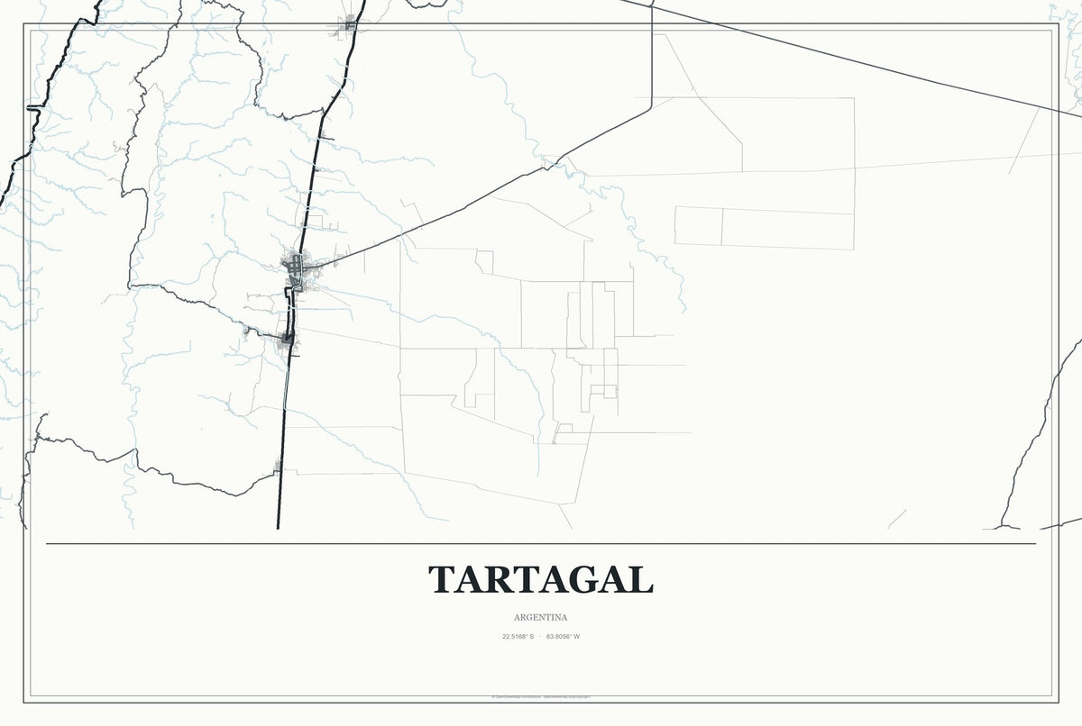 Tartagal, Argentina City Map Aluminum Sign in Gallery Air style