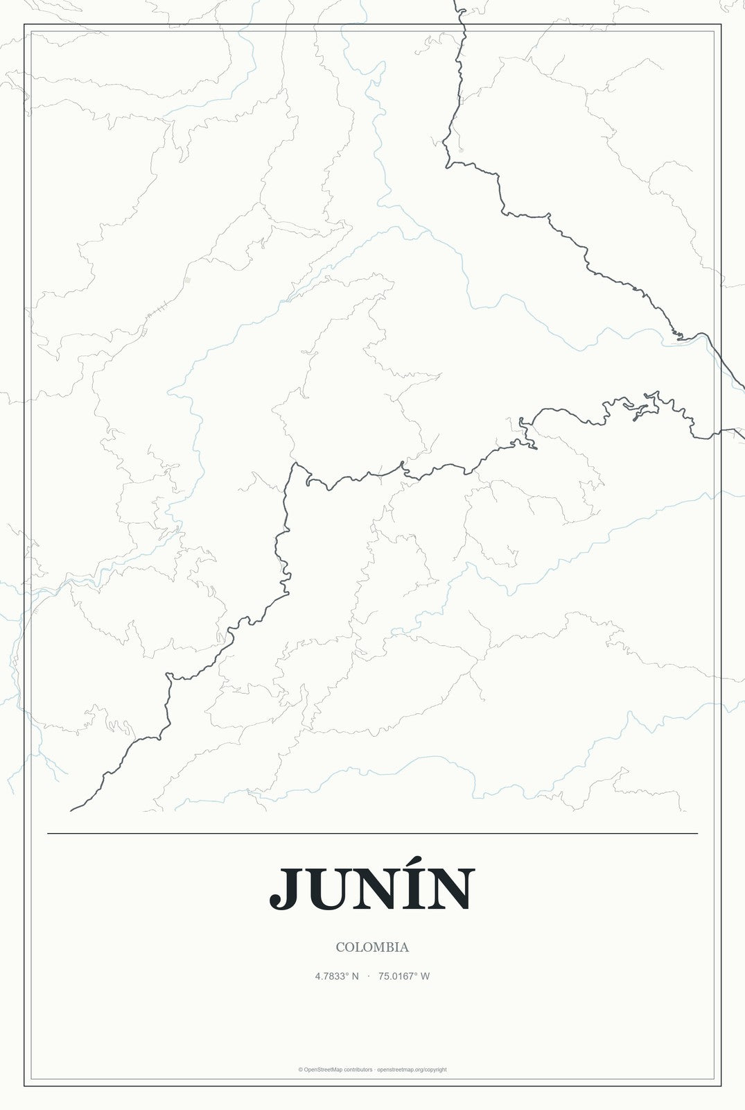 Junín, Colombia City Map Aluminum Sign in Gallery Air style