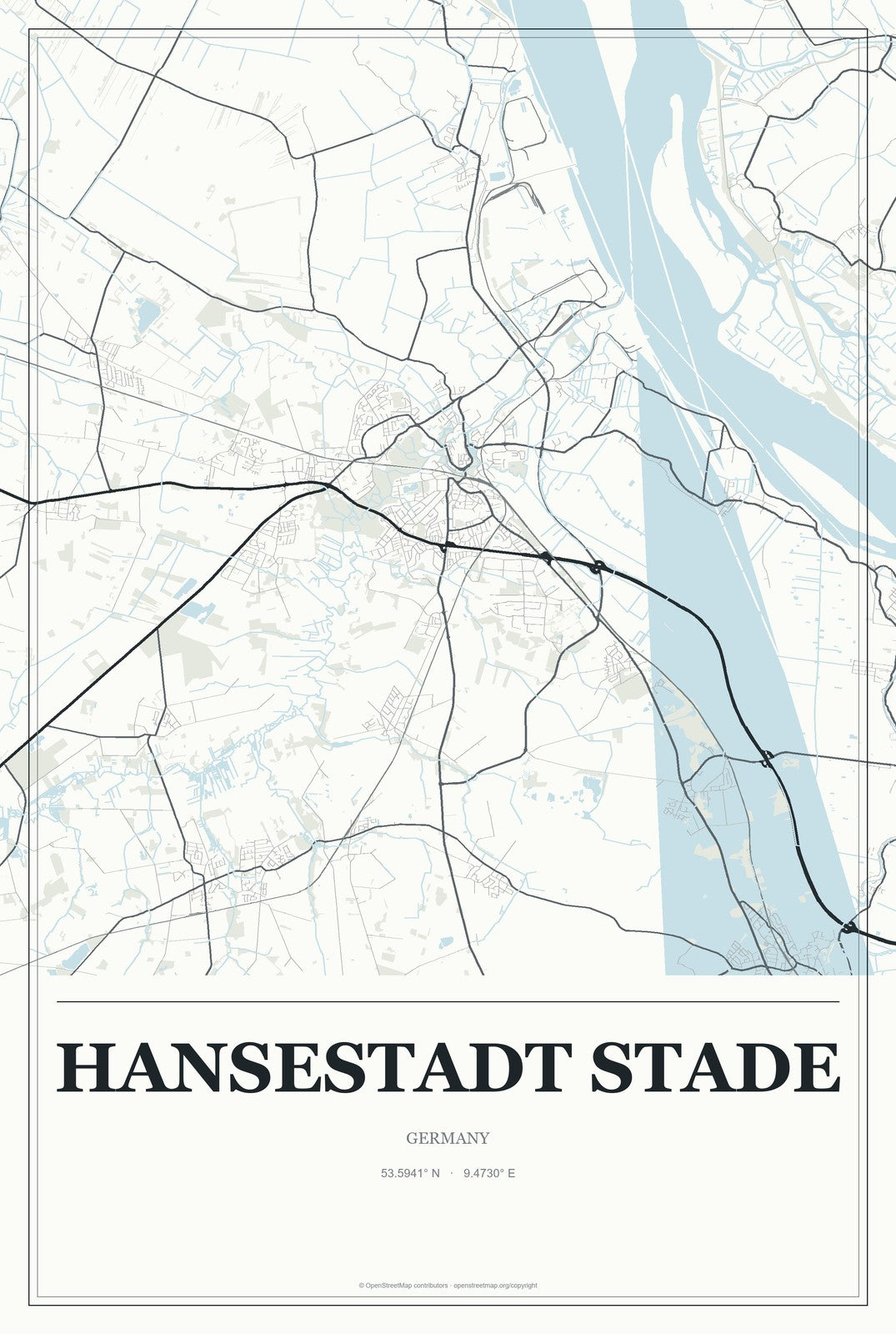 Hansestadt Stade, Germany City Map Aluminum Sign in Gallery Air style