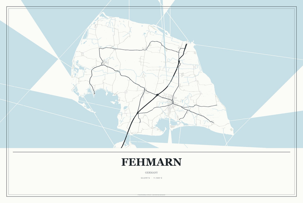 Fehmarn, Germany City Map Aluminum Sign in Gallery Air style