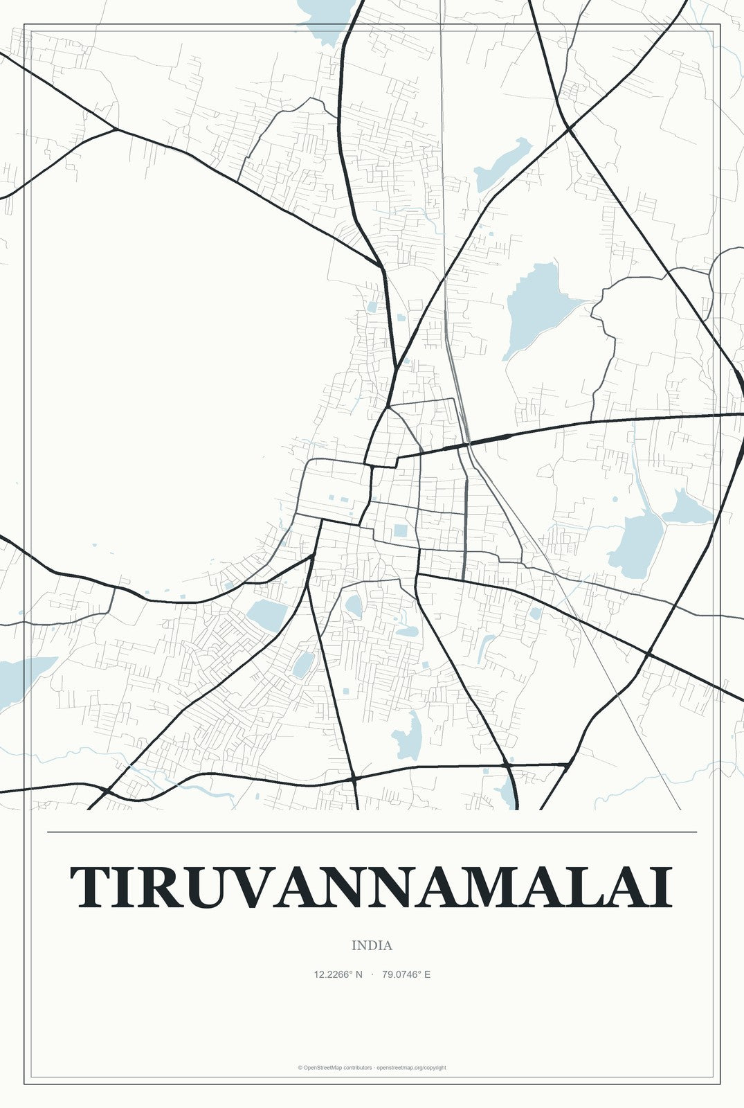 Tiruvannamalai, India City Map Aluminum Sign in Gallery Air style
