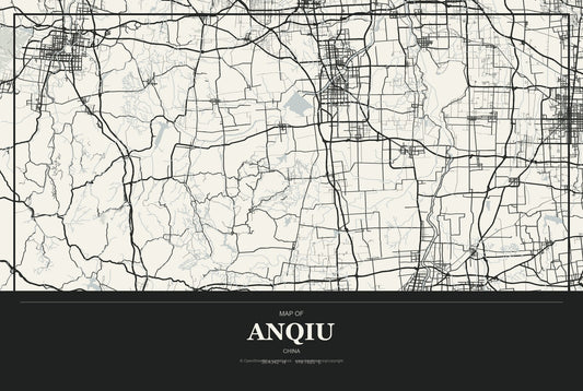 Anqiu, China City Map Aluminum Sign in Museum Plaque style